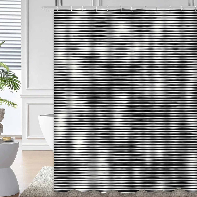 Rideau de douche abstrait à rayures noires avec 12 crochets Abstract Stains, L 72 po x l 84 po