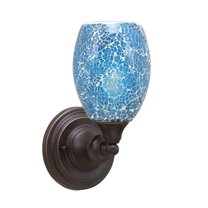 Wall Sconce With 5" Fusion Glass, Chrome, Turquoise