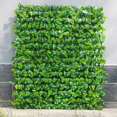 Plantes artificielles - Clôture télescopique en plastique 40 pouces * 120 pouces pour les jardins et les patios de Dieffenbachia