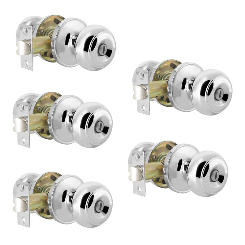 Door Knobs with Round Rosette, Keyless Lock, Black, Privacy (Bed & Bath)