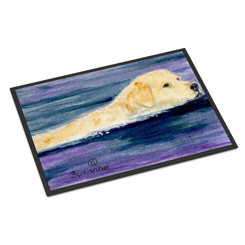 Tapis de porte d’intérieur anti-dérapant golden retriever, Rectangle 2 pi x 3 pi