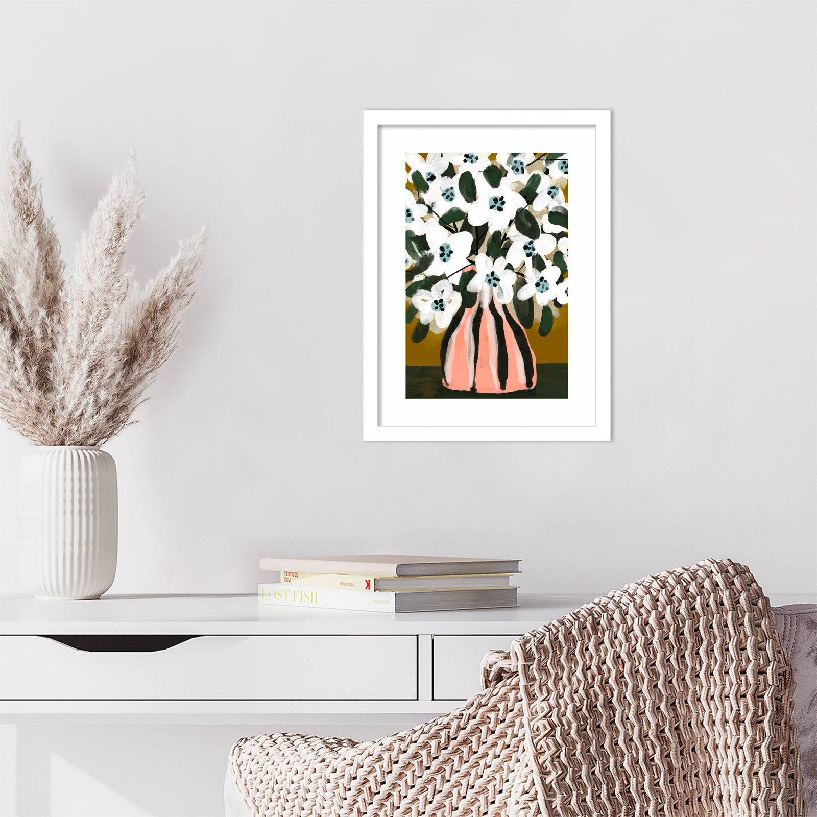 Galya "Pastel Flower Impression No. 9" Print, White, 17" H x 13" W