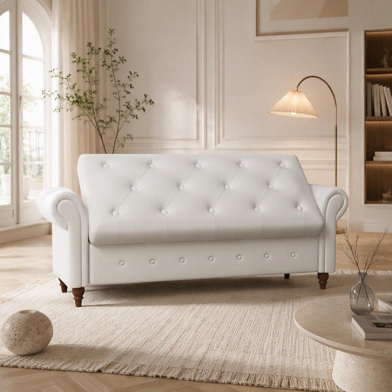 63" Bed Bench Beige Fabric