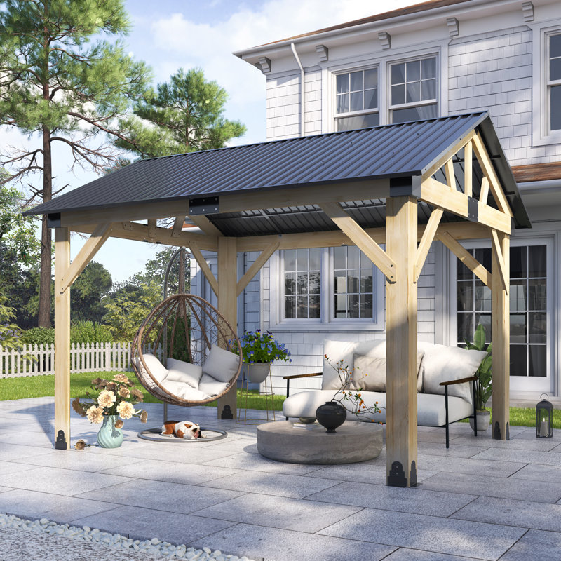 10 ft. W x 12ft. D Outdoor Cedar Wood Gazebo, 10 ft. W x 12ft. D