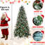 Arbre de Noël de 9 pi avec 3750 pointes, baies rouges et pin pour une atmosphère naturelle et festive, branches pe + neige saupoudrées, ensemble de conception à charnières, support en métal avec décor, structure à extrémités