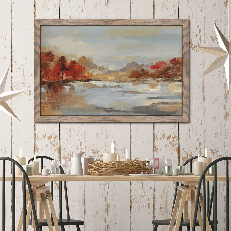 Récolte tardive d'automne - peinture, Cadre taupe délavé, H 33,5 po x l 49,5 po x P 1 po