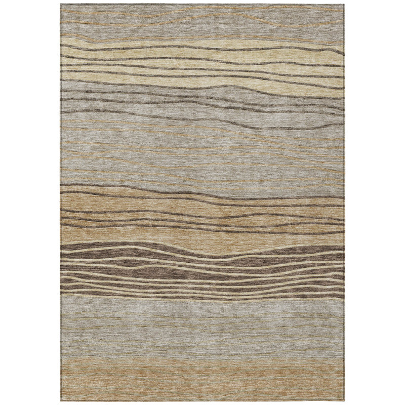 Washable Striped Indoor / Outdoor Rug, Rectangle 10' x 14'