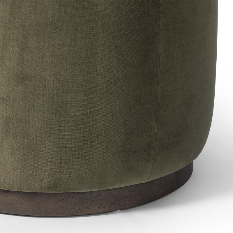 Sinclair Round Ottoman, Surrey Olive Cotton Blend