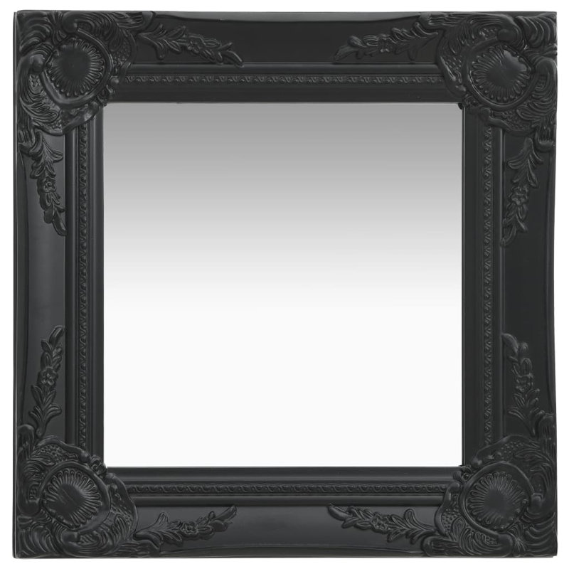 Ginsberg Wood Square Wall Mirror, Black, 40cm H x 40cm W