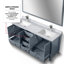 Meuble-lavabo double gris foncé de 72 po X P 22 po , Comptoir en marbre de Carrare, ensemble de robinet et Miroir