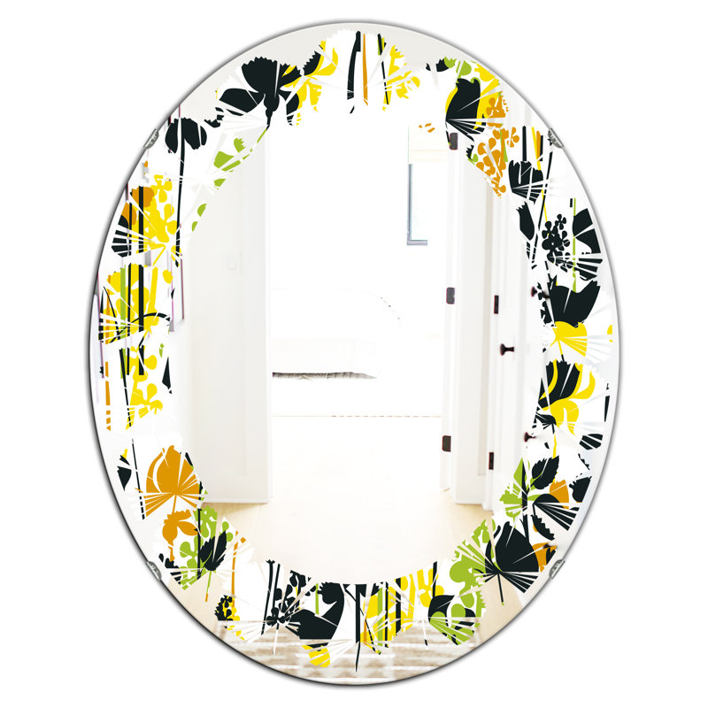 Leaves Summer Meadow Motif, Silhouettes Cottage Americana Miroir mural sans cadre, L 24 po x H 32 po