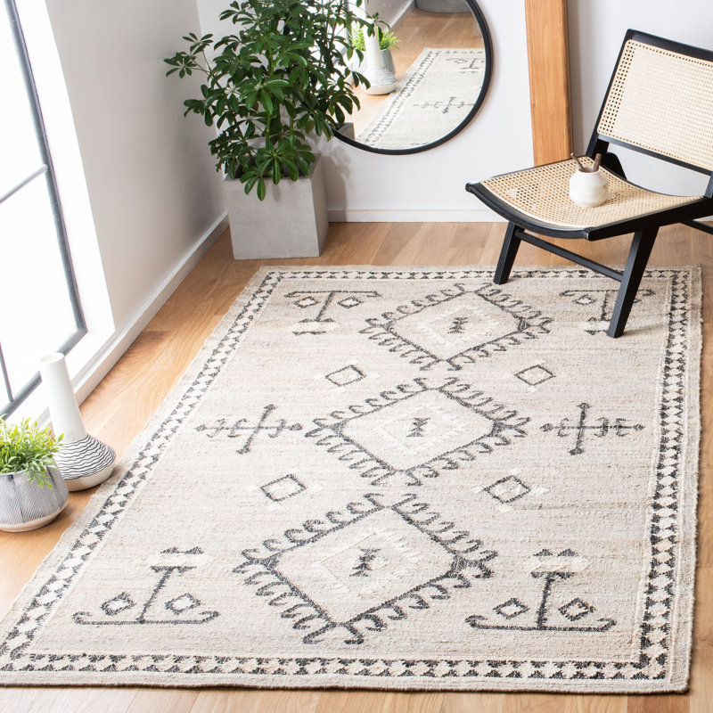 Mackay Southwestern Handmade Flatweave Jute Gray/Black Area Rug, Rectangle 10' x 14'