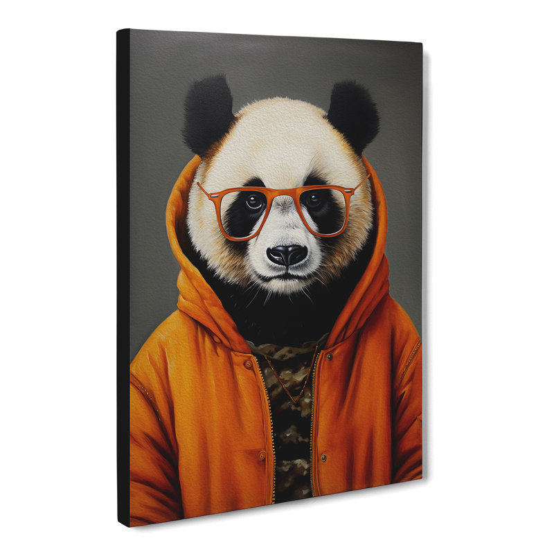 Panda With Glasses Painting - Wrapped Canvas, 50cm H x 35cm W x 3cm D