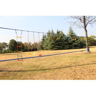 flybold Backyard Slackline Kit - 57 ft Balance Rope and Training Line with  Tree Protectors, Arm Trainer, Ratchet Cover and Carry Bag - For Kids and
