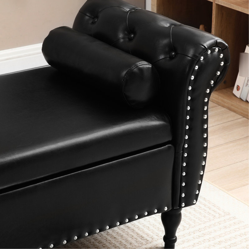 Banc de rangement rembourré Pu, Black