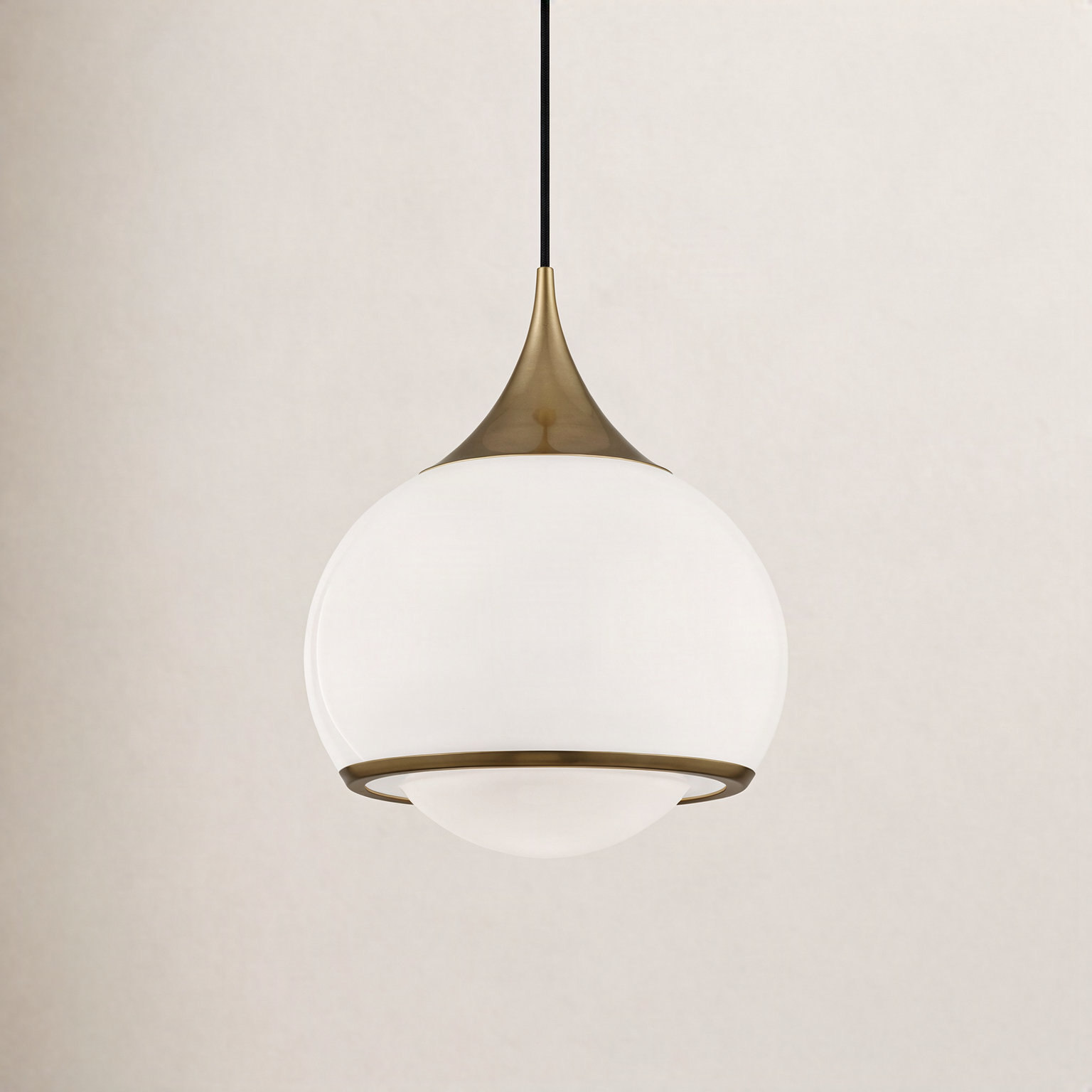 Kegan Single Light Glass Pendant, Aged Brass, 17.25" H x 14" W x 14" D