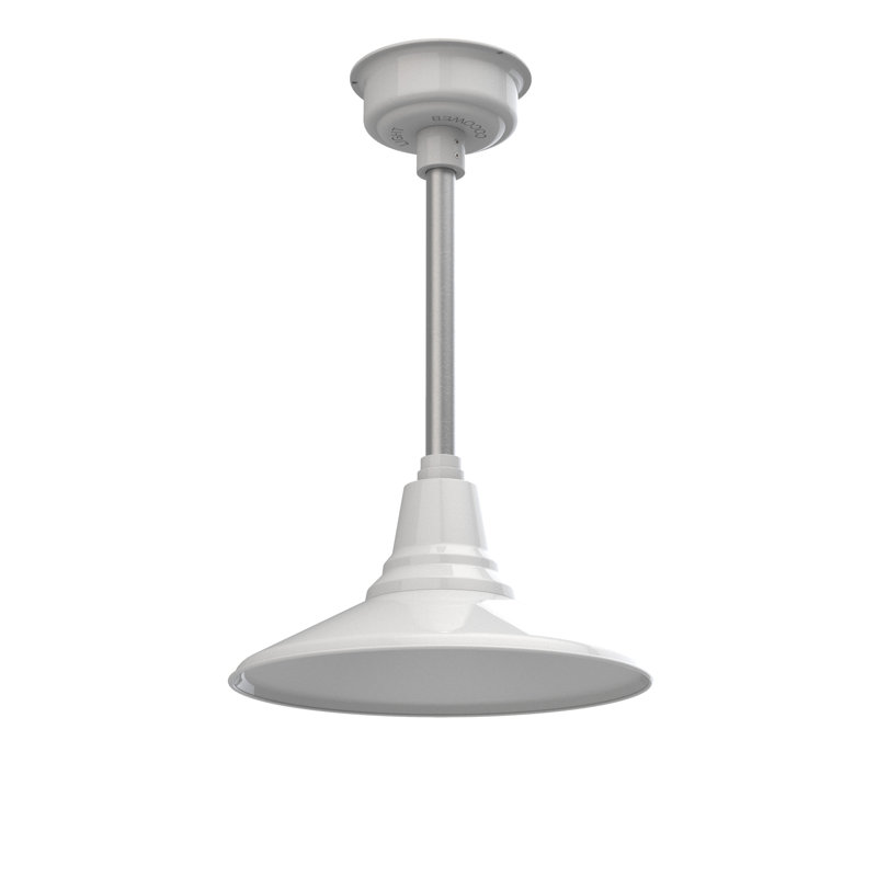 Luminaire suspendu à cône simple 1 lumière Albali, H 48 po x l 14,25 po x P 14,25 po, Blanc
