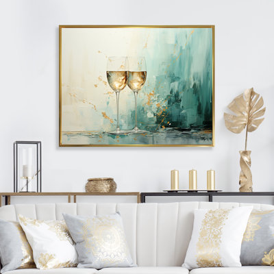 Verre émeraude champagne doré - Art mural champagne