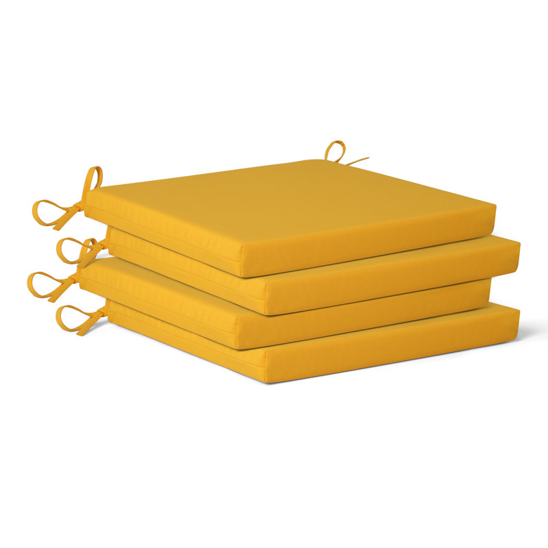 Coussin de chaise de patio , Jaune, 18" W x 18" D