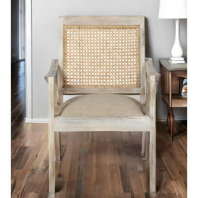  Fauteuil en tissu crème et naturel délavé
