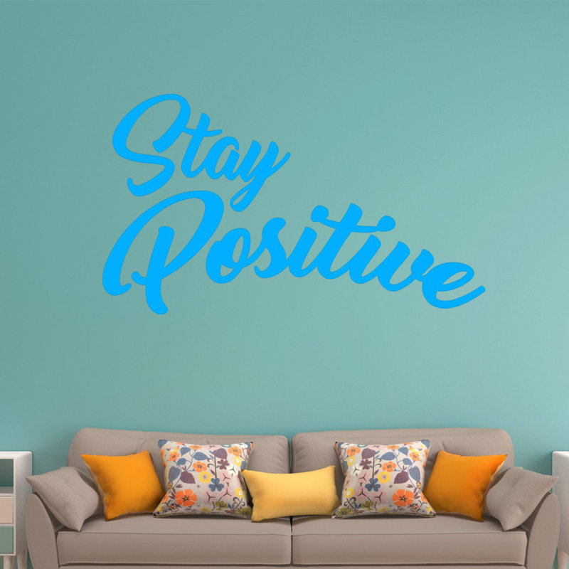 Décalcomanie murale en vinyle à relevage en vinyle positive vivre, H 13 po x l 22 po, Bleu ciel