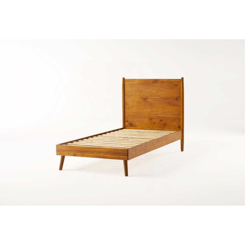 Lit plateforme en bois massif (lit simple TG), Très grand simple, Naturel