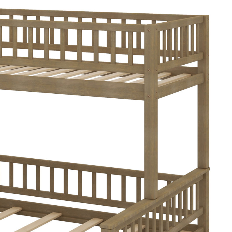Twin XL Over Queen Bunk Bed With Ladder, Walnut