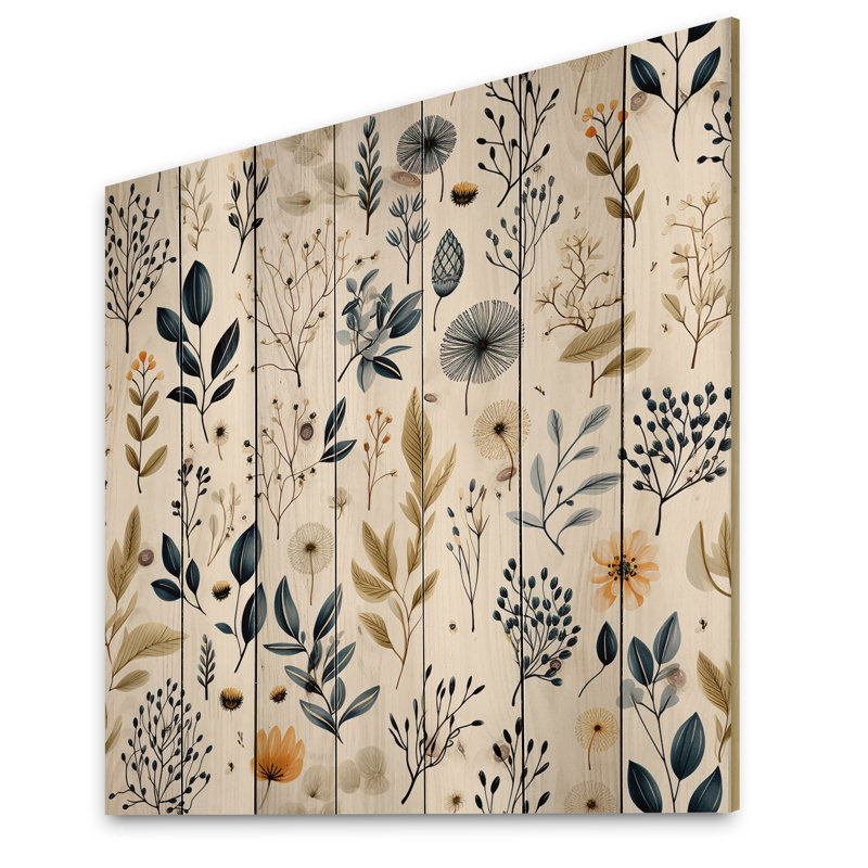 Wincanton - art mural floral sur bois de pin naturel, H 36 po x l 36 po