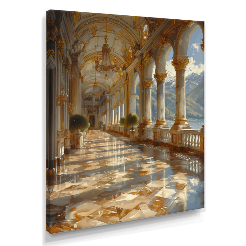 Or gris, été, Renaissance française, château, art mural, Toile tendue, H 44 po x l 34 po x P 1,5 po
