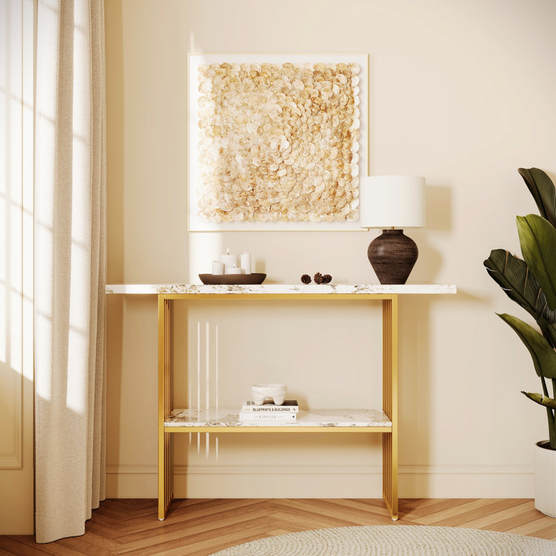 Metal Frame Console Table, Entryway Table with Storage Shelf for Living Room