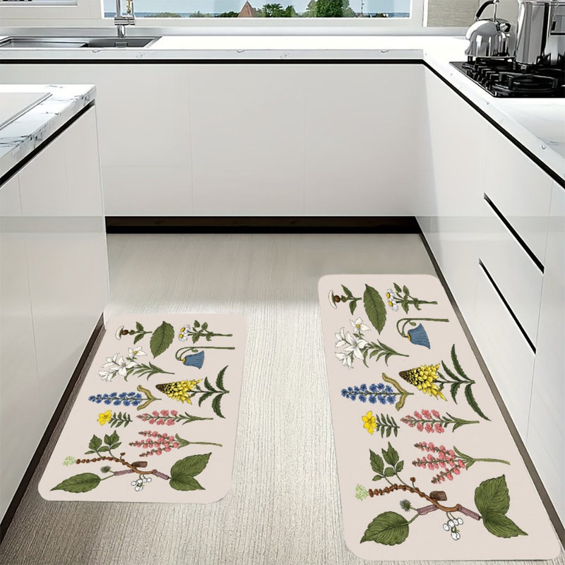 Ensemble de 2 tapis de cuisine Botanical Floral