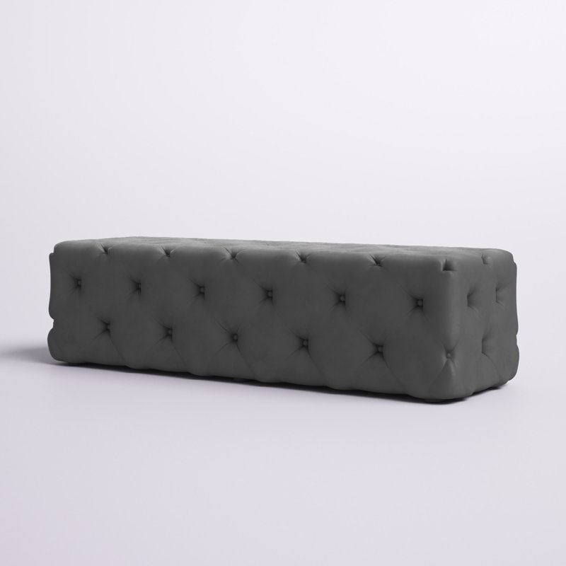 Banc de hall d'entrée capitonné Modway Amour, Gris, H 16,5 po x l 60 po x P 19 po