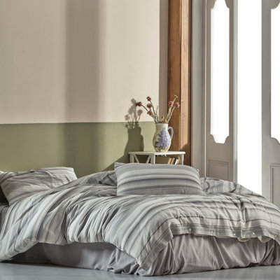 Cotton Blend Striped Duvet Cover