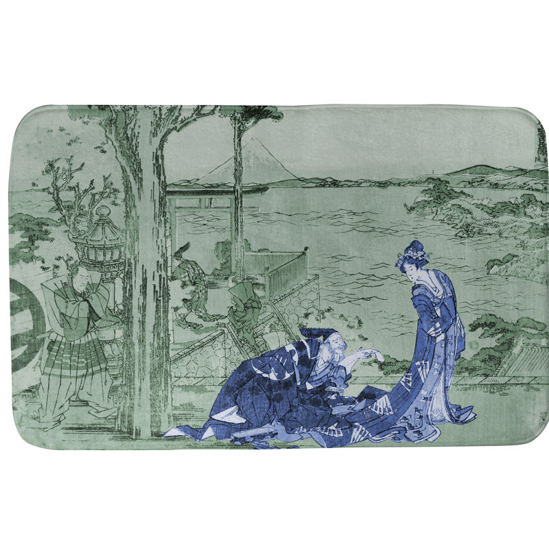 Tapis pour salle de bain Hague, L 19 po x L 26 po, Vert/bleu