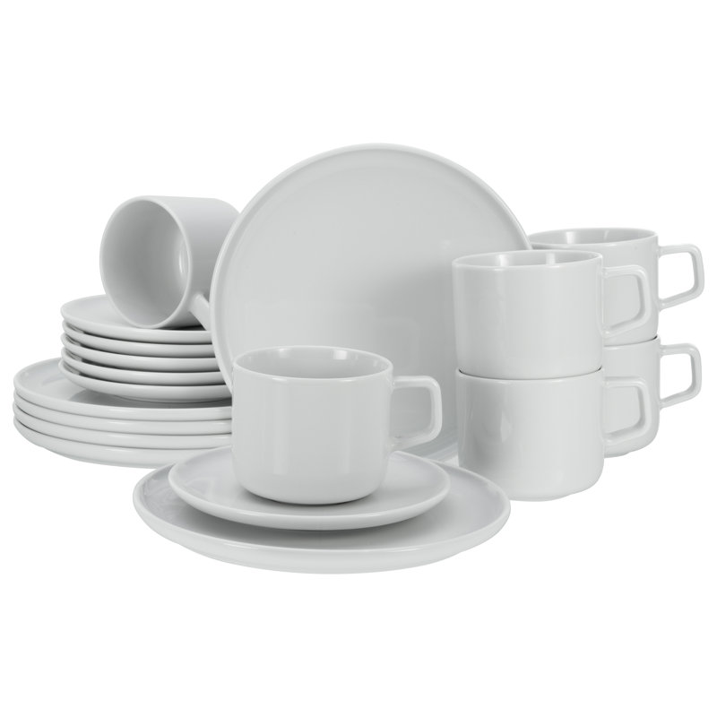 Chef Collection Piece Dinnerware Set - Service for 6, White