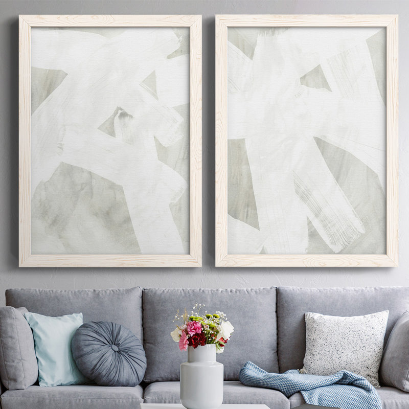 Pierre brossée I-Premium, toile encadrée - prête à être accrochée, Blanc, H 27,5 po x l 75 po x P 1,5 po