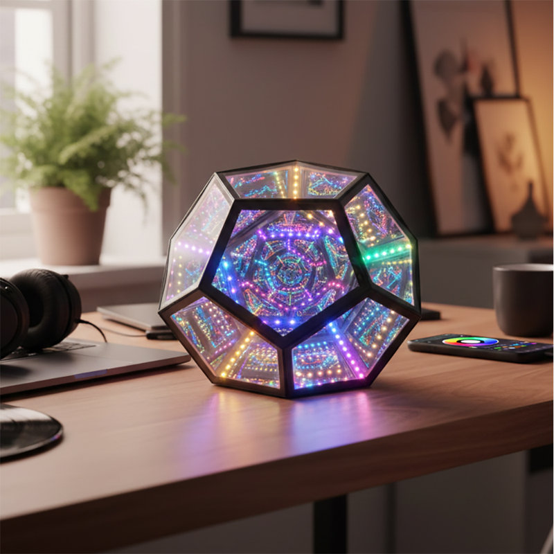 Lampe de table DEL Infinity Dodecahedron Magic, H 6,3 po x l 7,5 po x P 7,5 po