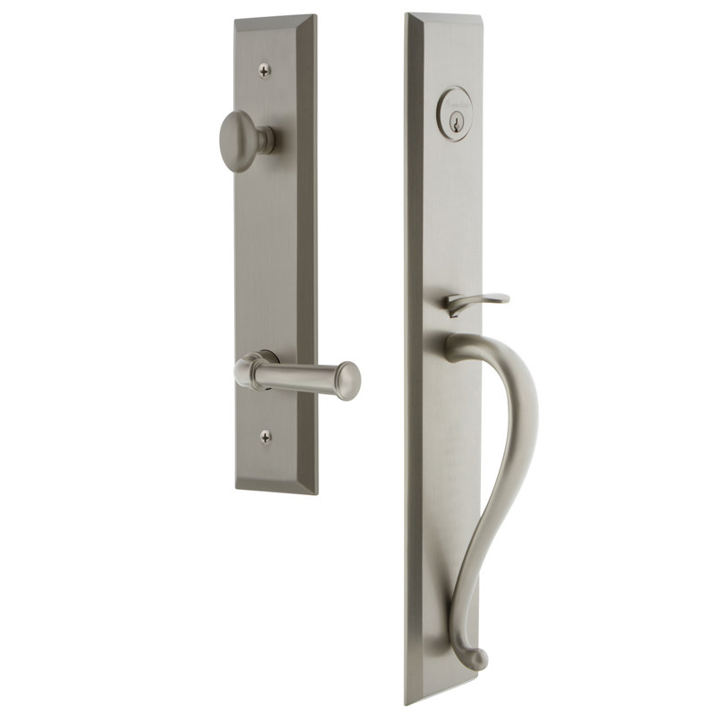 Fifth Avenue One-Piece Dummy Handleset with S Grip and Georgetown Lever, Right, Satin Nickel