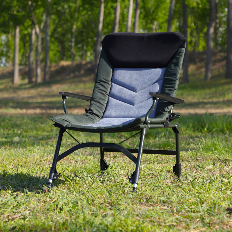 Portable Folding Recliner with Adjustable Backrest, Black/Grey