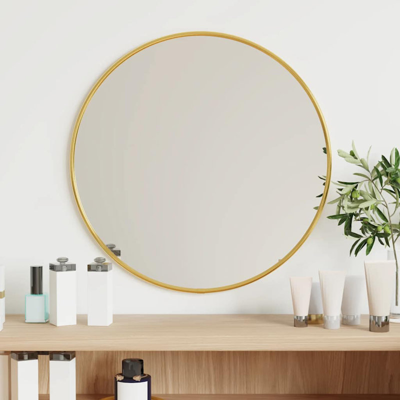 Jenkintown Plastic Round Wall Mirror, 40cm x 40cm, Gold