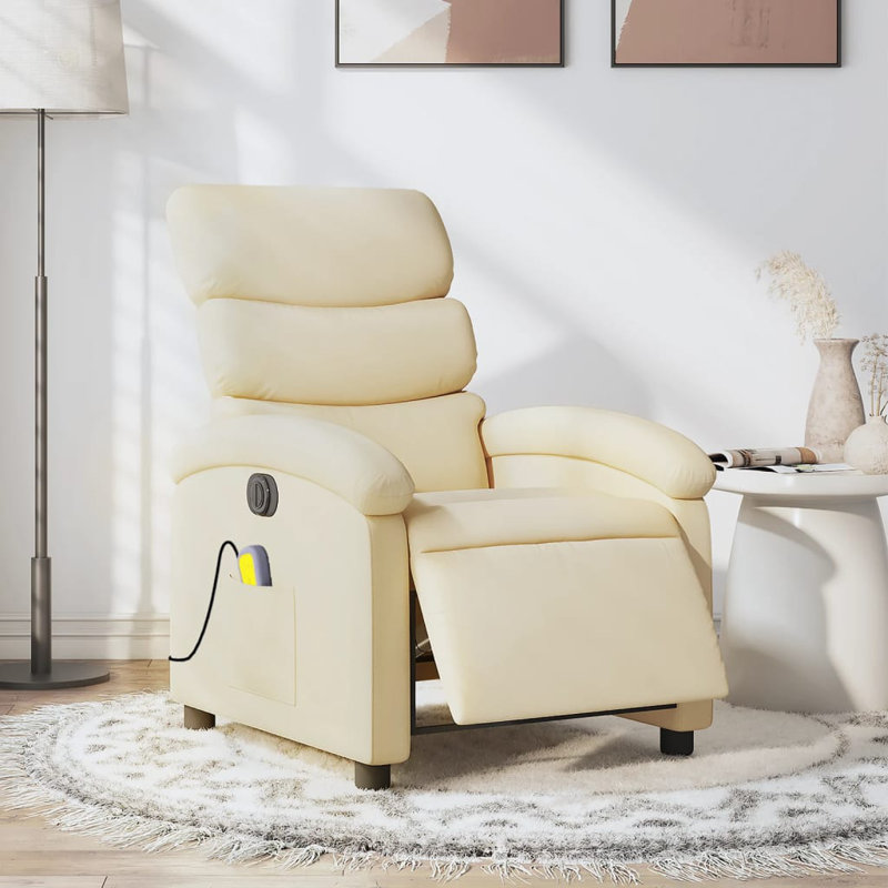 Upholstered Massage Chair, Cream Fabric