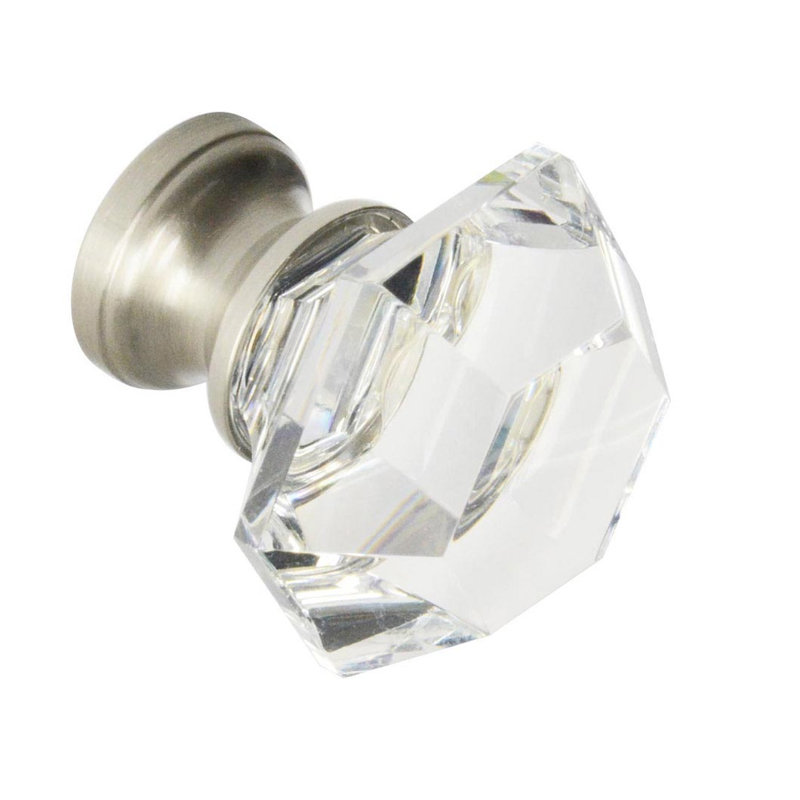 Poignée géométrique 1 1/4 po Elegance, Transparent / nickel brossé