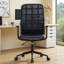 Fauteuil de bureau en polyuréthane à haut dossier - hauteur réglable, pivotement à 360 °, siège en mousse souple, accoudoirs, structure et roues noires - Fauteuil de direction rétro pour bureau personnel, bureau ou espace de travail-112744211
