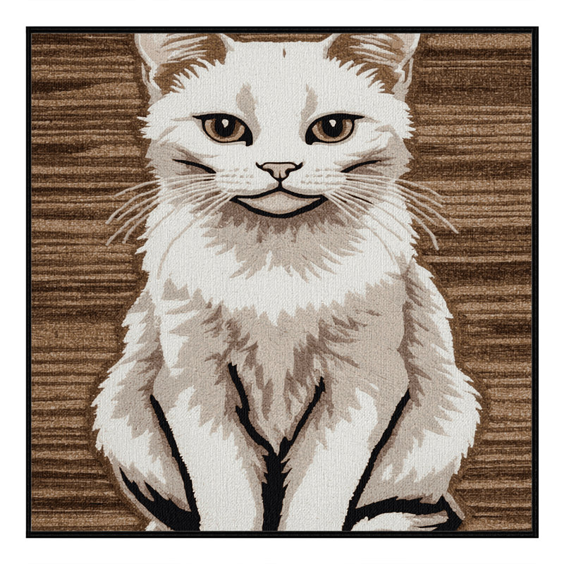 Washable Khao Manee Cats Area Rug, Square 6'