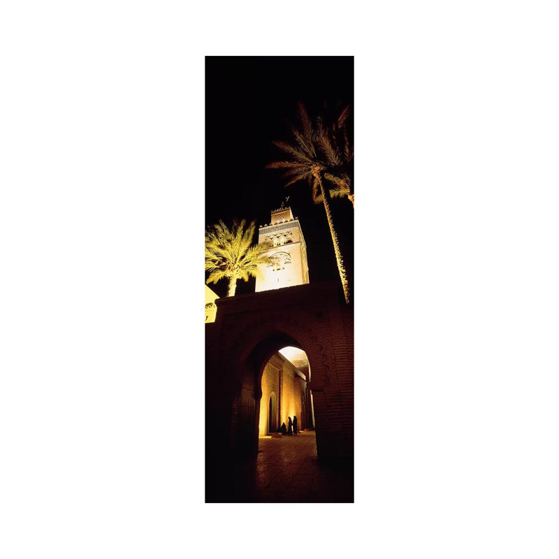 Low Angle View Of A Mosque Lit Up At Night - Wrapped Canvas Panoramic Print, 121.92 cm H x 40.64 cm W x 1.91 cm D