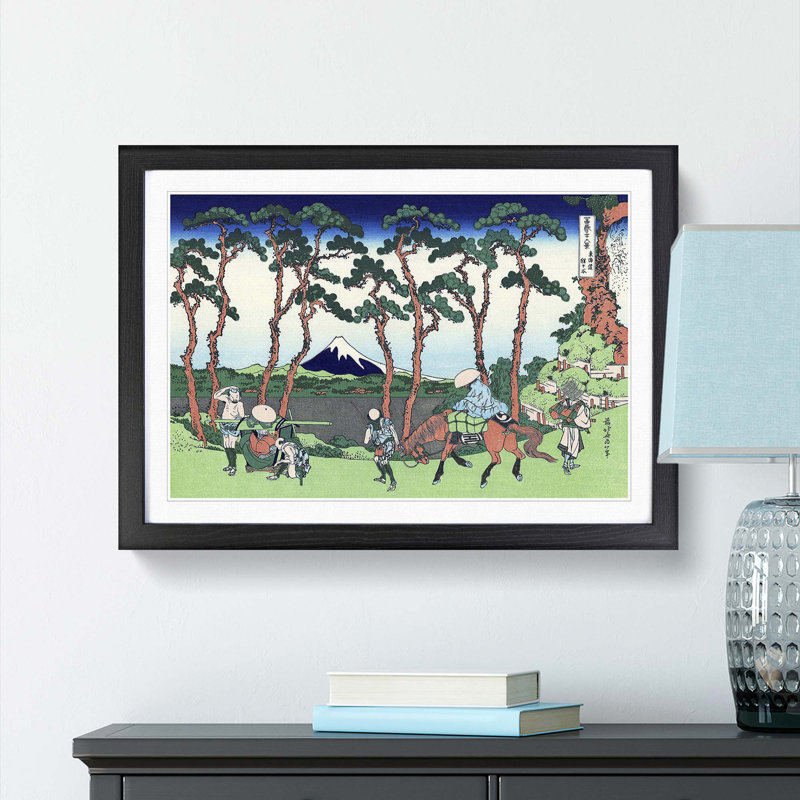 Hodogaya on the Tokaido Road by Katsushika Hokusai - Picture Frame Painting Print, 27cm H x 36cm W x 2cm D, Black Framed