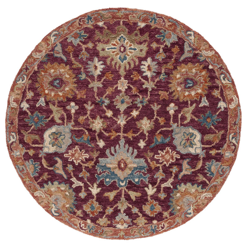 Southwest Hand Tufted 0.85 Wool 0.15 Cotton Southwestern Rug, Round 5'
