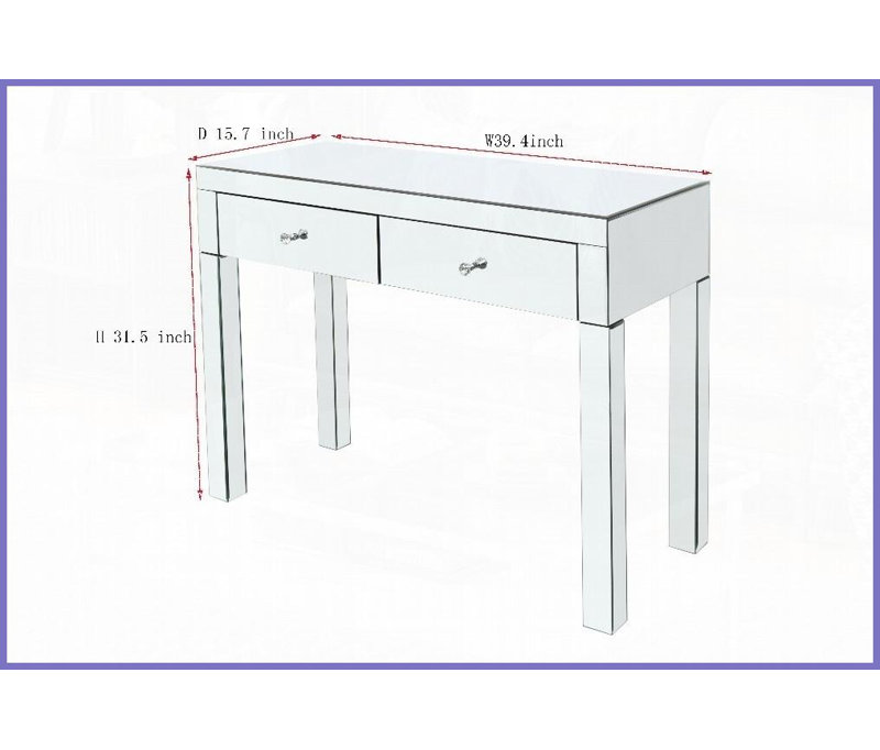 Coiffeuse moderne à miroir avec 2 tiroirs - spacieuse, robuste et amp; Facile à assembler pour les femmes