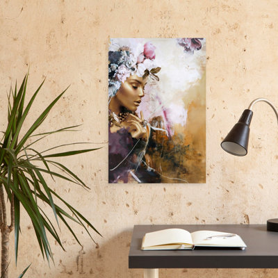 Gold On Purple Couture Contemporary Peony Flower Art
