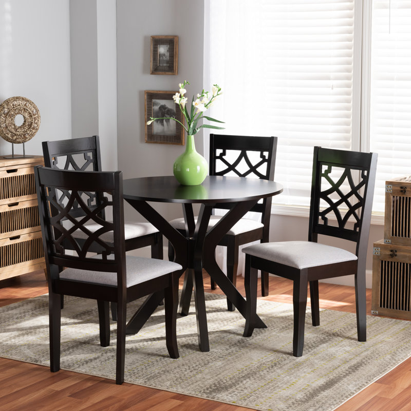 5 - Person Solid Wood Solid Wood Top Four Leg Dining Set, Dark Brown